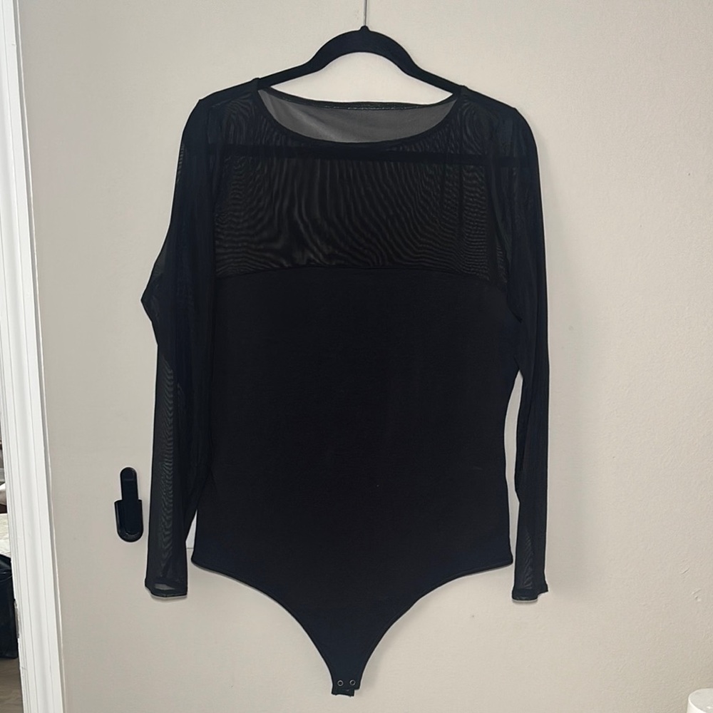 Abercrombie & Fitch Black Mesh Long-Sleeve Bodysuit